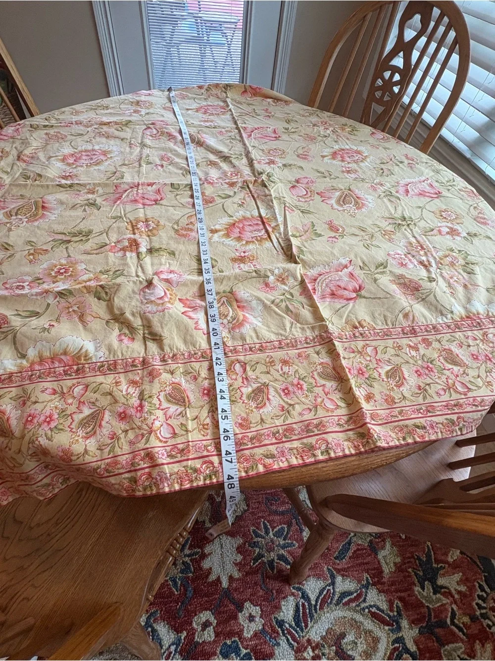 April Cornell Cotton Tablecloth Cottagecore Yellow Pink Flowers Rectangle
